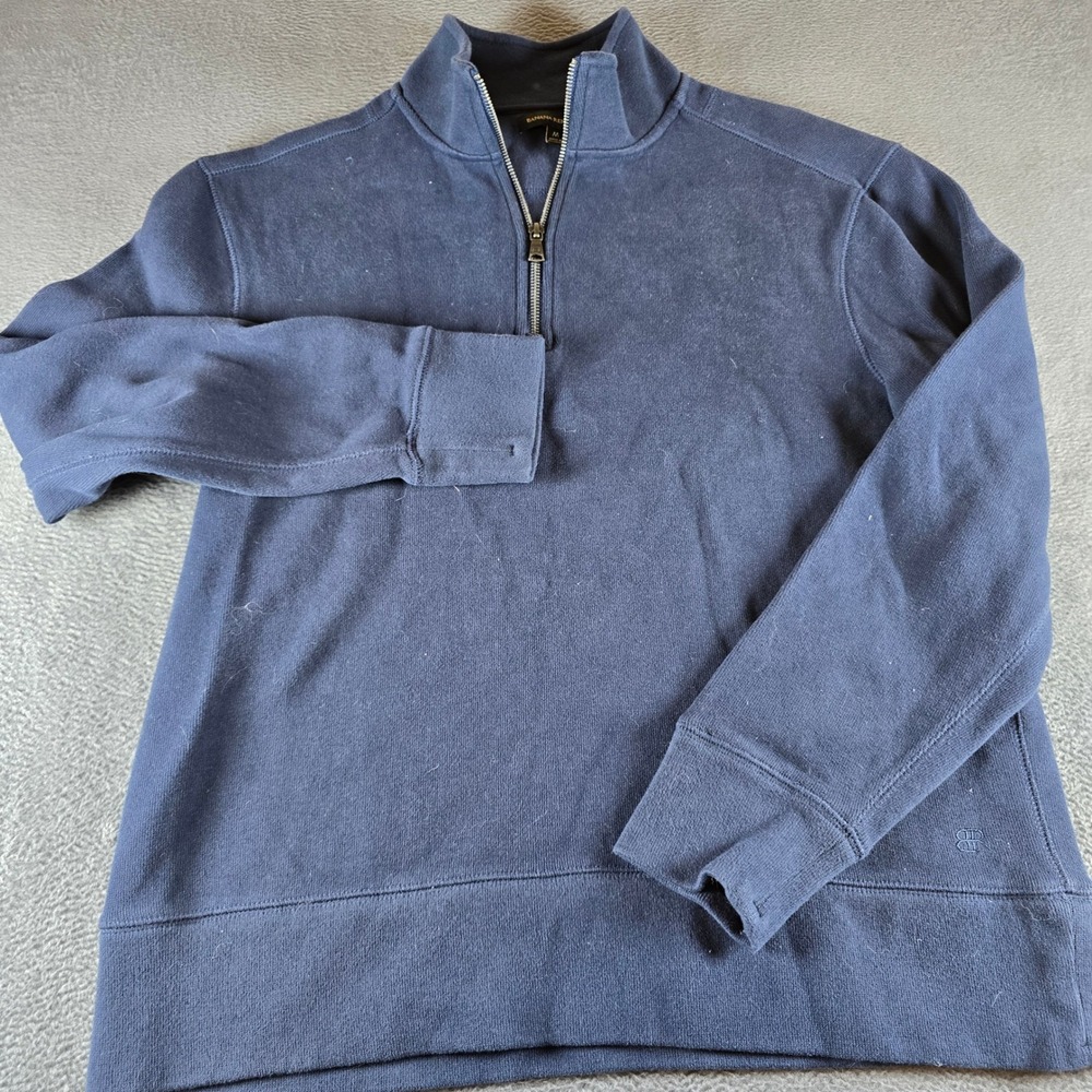 Banana Republic Mens Medium Navy Blue Quarter Zip Pullover Sweatshirt Mock Neck